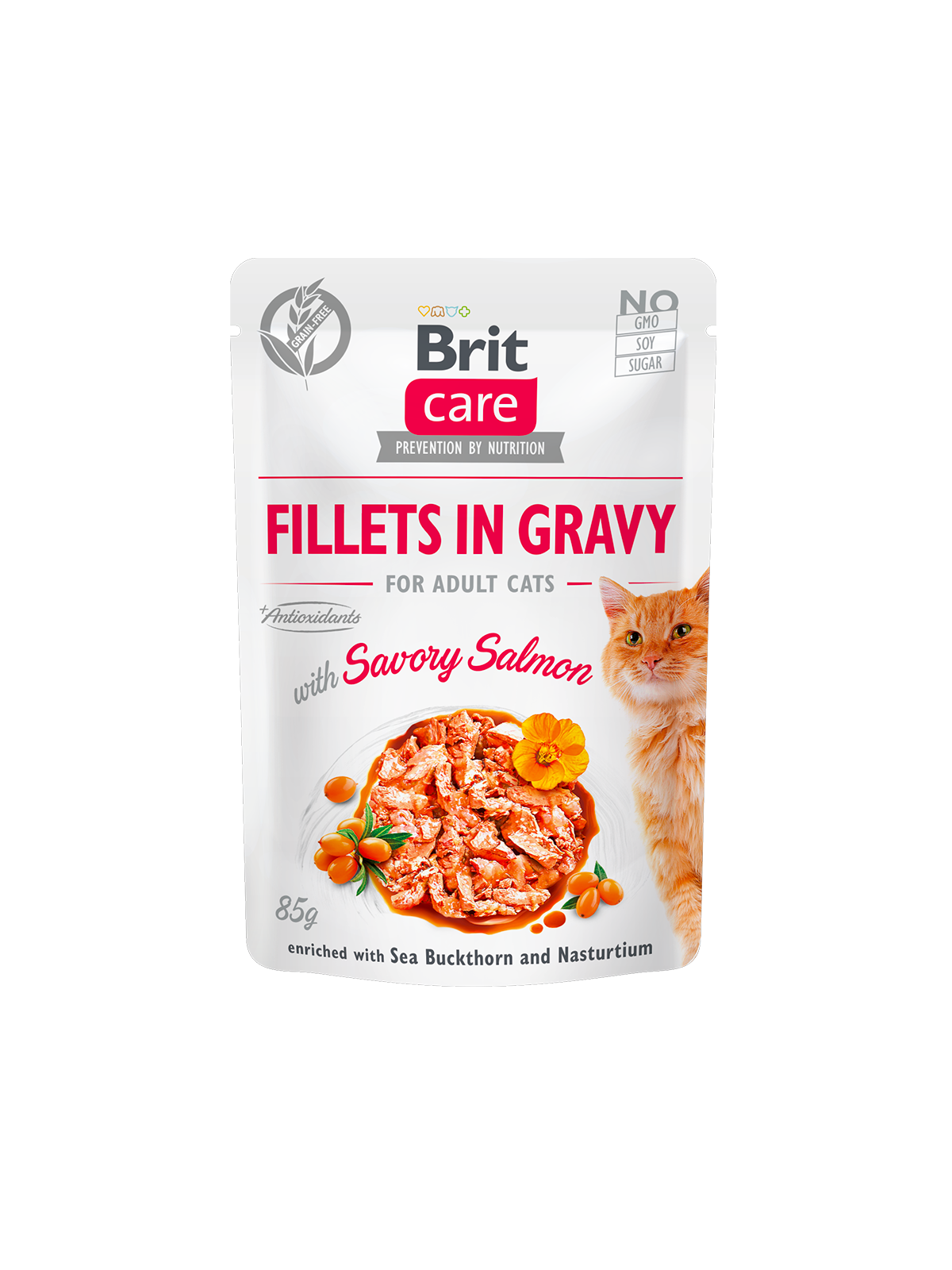 Brit Care Cat Kitten. Fillets In Gravy With Savory Salmon 85 G
