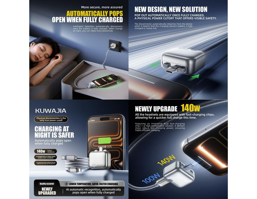 KUWAJIA KH-51 USB-C Auto Disconnect Adapter Silver 140W